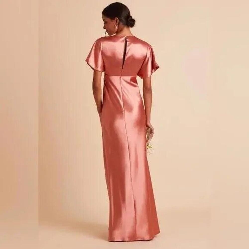 Birdy Grey Orange Maxi Gown with Slit and Flutter Sleeves - Picture 2 of 6